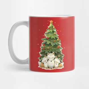 Festive Fox Trio Beneath the Christmas Tree Mug